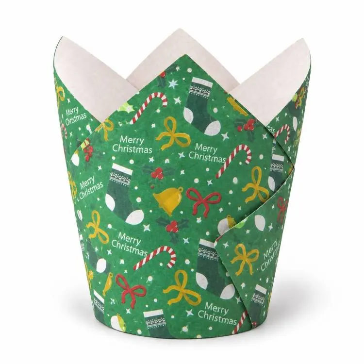 Košíčky na muffiny Tulip zelené vánoční 5 x 8 cm 12 ks