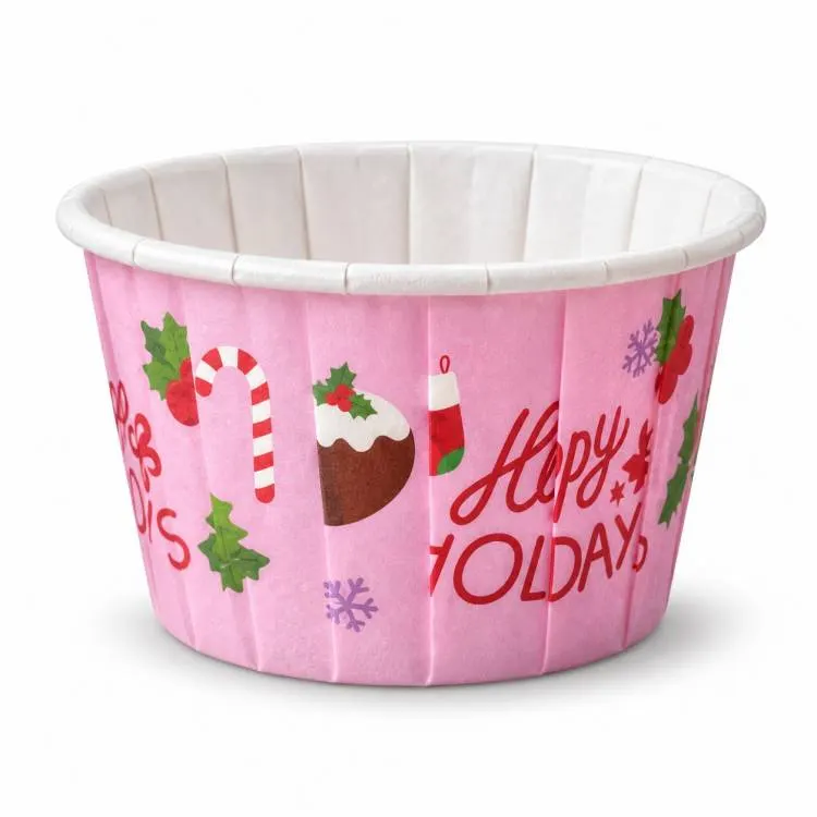 Košíčky na muffiny pevné růžové vánoční 5 x 4 cm 12 ks