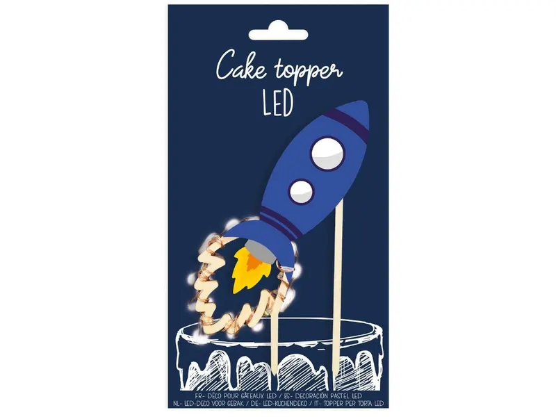 Zápich na dort LED vesmírná raketa, 13,8 cm