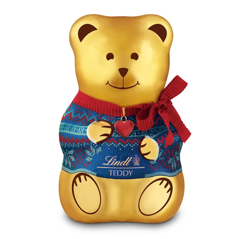 Lindt Teddy Sweater Red & Blue 200 g- čokoládový medvídek