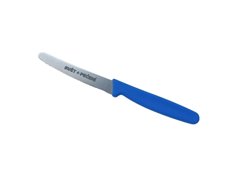 Snídaňový nůž na pečivo se zubatým ostřím, modrý, 10 cm