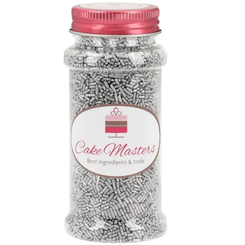 Cukrové posypy mini válečky stříbrné, 80 g