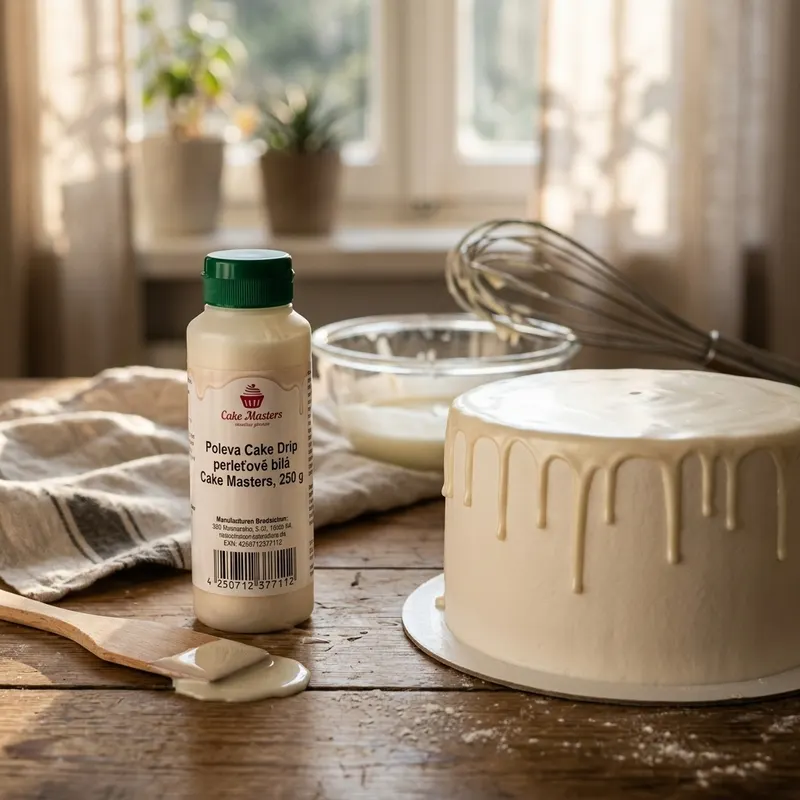 Poleva Cake Drip perleťově bílá Cake Masters, 250 g