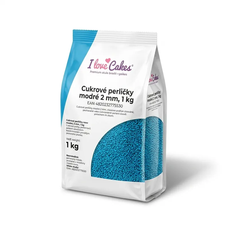 Cukrové perličky modré 2 mm, 1 kg