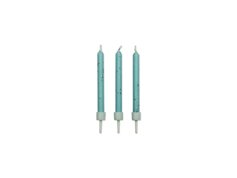 Dortové svíčky modré s glitry 6,2 cm, 10 ks