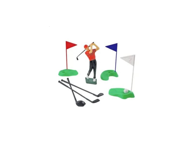 Golfista a golfové doplňky plastová dekorace na dort 10 ks