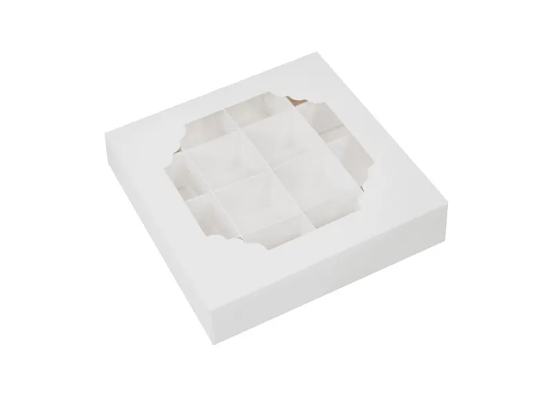 Krabička na pralinky s okénkem 15 × 15 × 3,5 cm, 5 ks