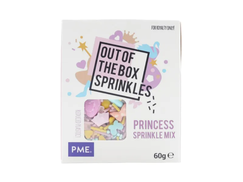 Cukrová dekorace PME Princess, mix tvarů a barev 60 g
