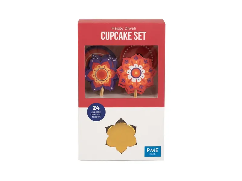 Košíčky na muffiny Happy Diwali se zapichovátky 24 ks