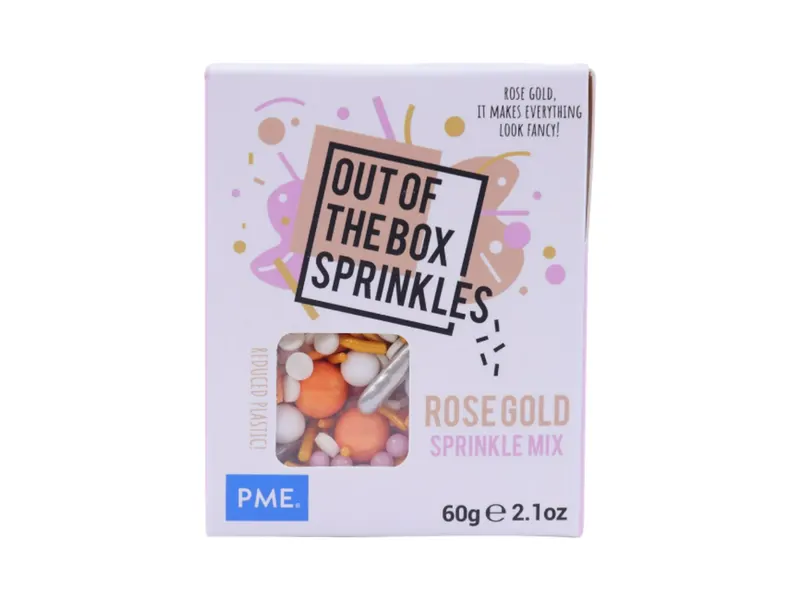 Cukrová dekorace PME Rose Gold, mix tvarů a barev 60 g