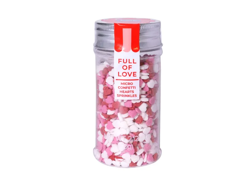 Cukrové mini konfety srdíčka červenorůžové 60 g