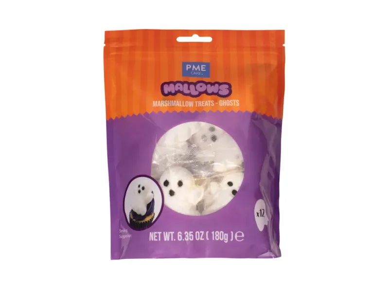 Marshmallows duchové, bílé s černým potiskem 12 ks
