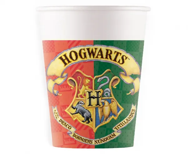 Papírové kelímky Harry Potter s erbem Bradavic 8 ks