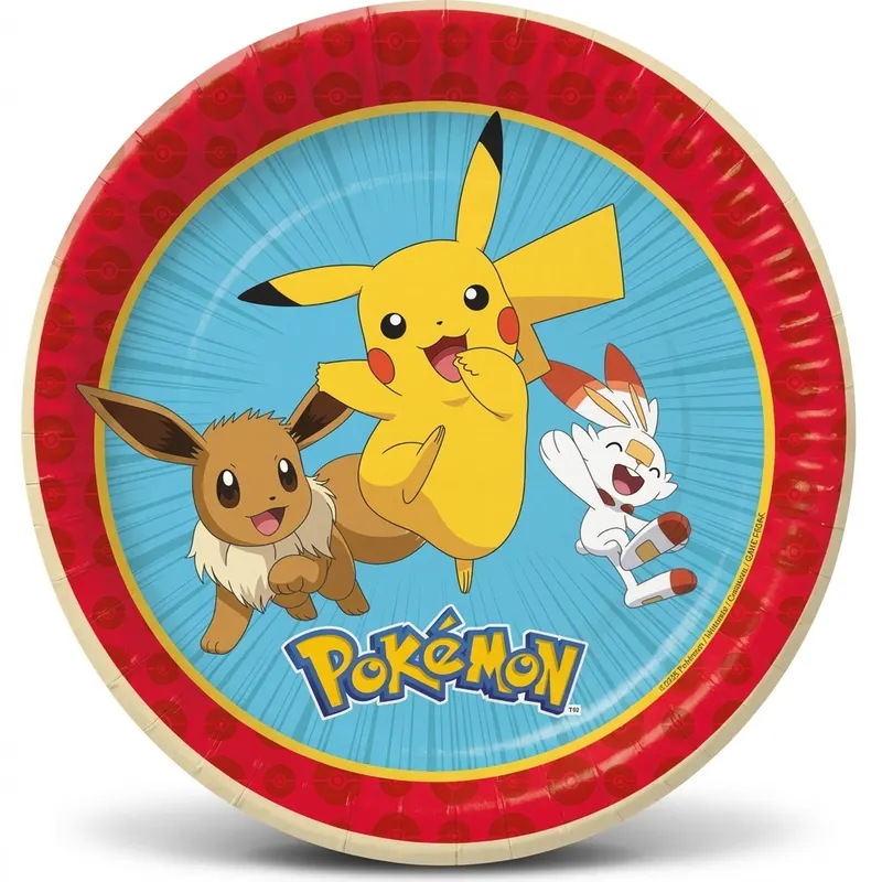 Papírové talířky Pokémon 19,5 cm, 8 ks