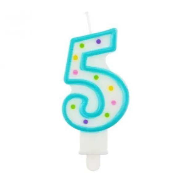 GoDan Svíčka číslice "5" barevná 7,5 cm 1 ks
