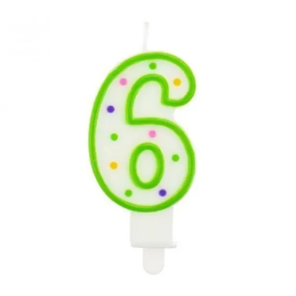 GoDan Svíčka číslice "6" barevná 7,5 cm 1 ks
