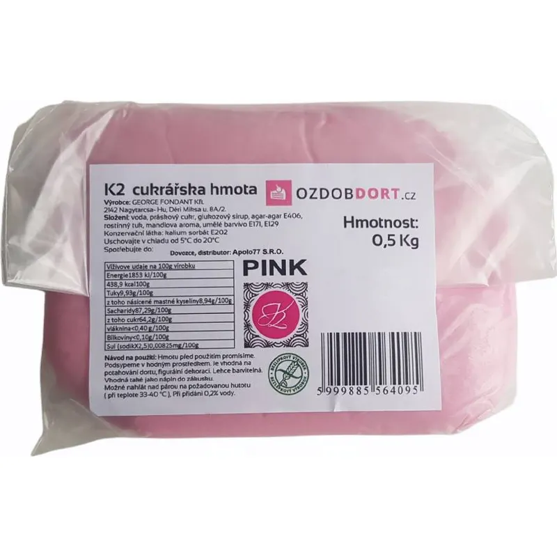 Potahovací hmota na dorty, růžová, 1 kg