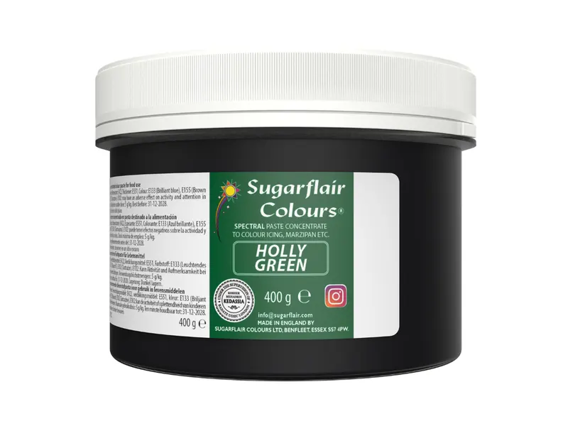 Gelová barva Sugarflair Holly Green cesmínově zelená 400 g