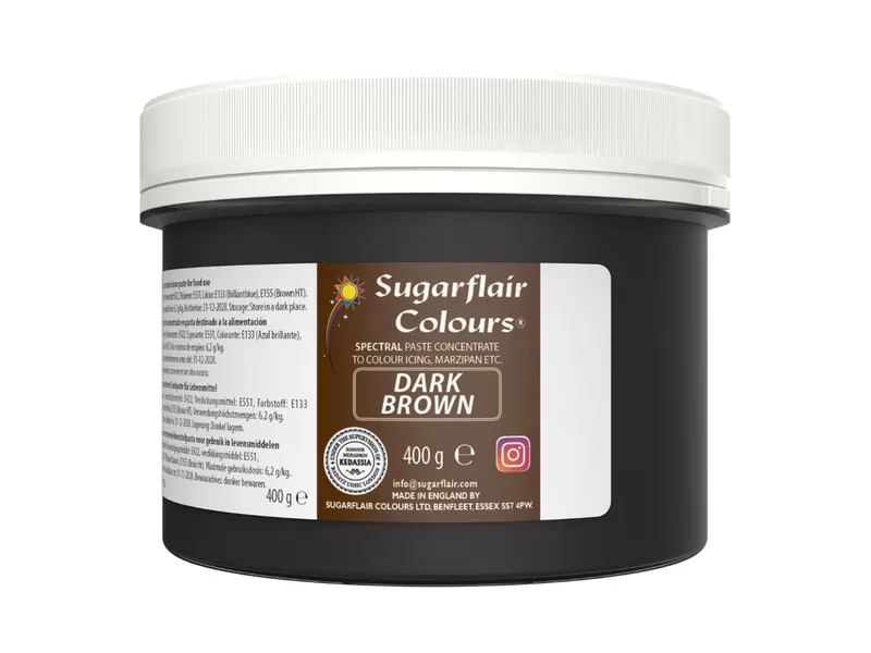 Gelová barva Sugarflair Dark Brown, tmavě hnědá 400 g
