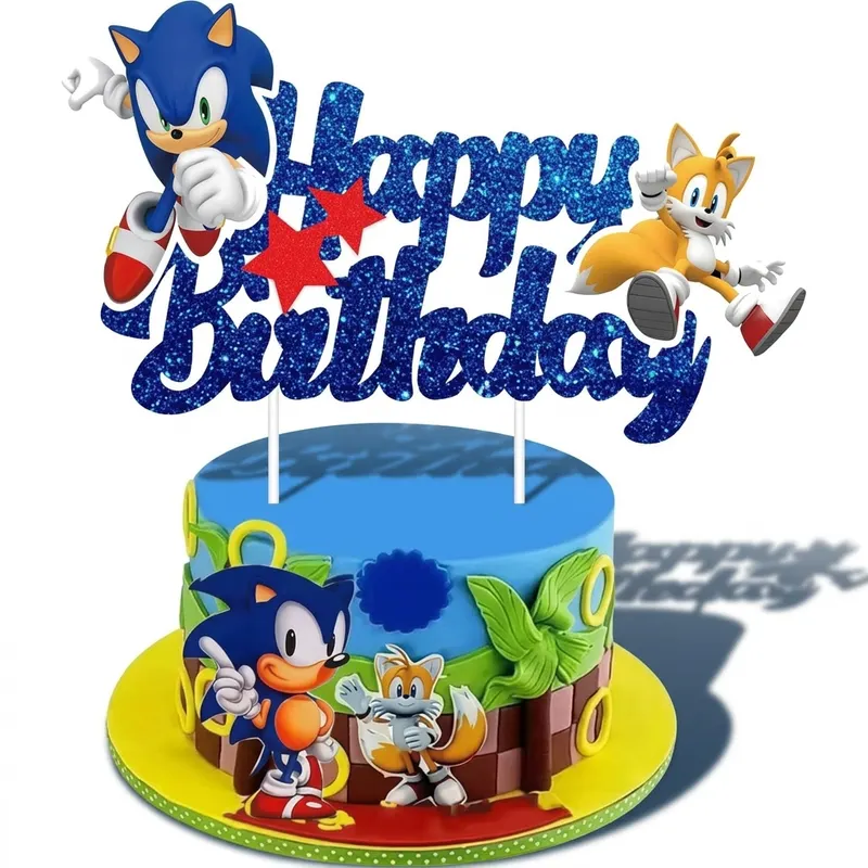 Zápich na dort Happy Birthday Sonic 5 ks