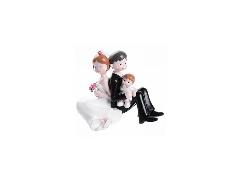 Svatební figurka pár s chlapečkem na dort, výška 10 cm