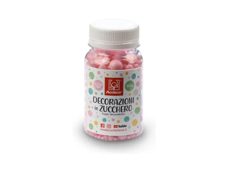 Cukrové perly mix růžové 0,3–1 cm, 100 g