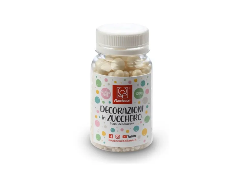 Cukrové perly mix bílé 0,3–1 cm, 100 g