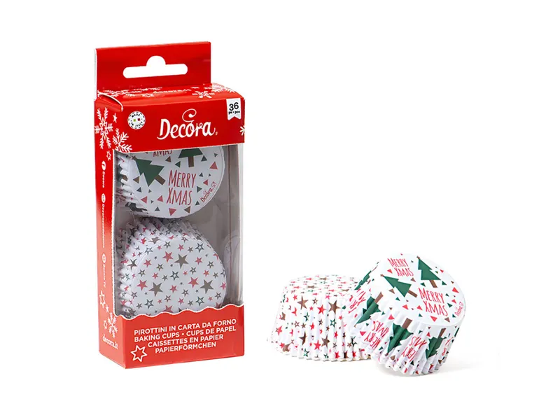 Papírové košíčky na muffiny s hvězdami, vánoční, 36 ks