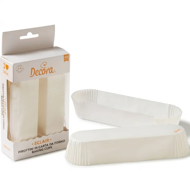 Papírové košíčky na eclair bílé 135x33x28 mm, 60 ks