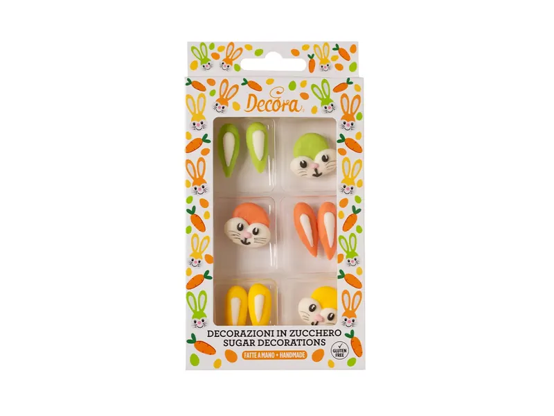 Cukrové dekorace velikonoční zajíčci, pastelový mix, 3 ks