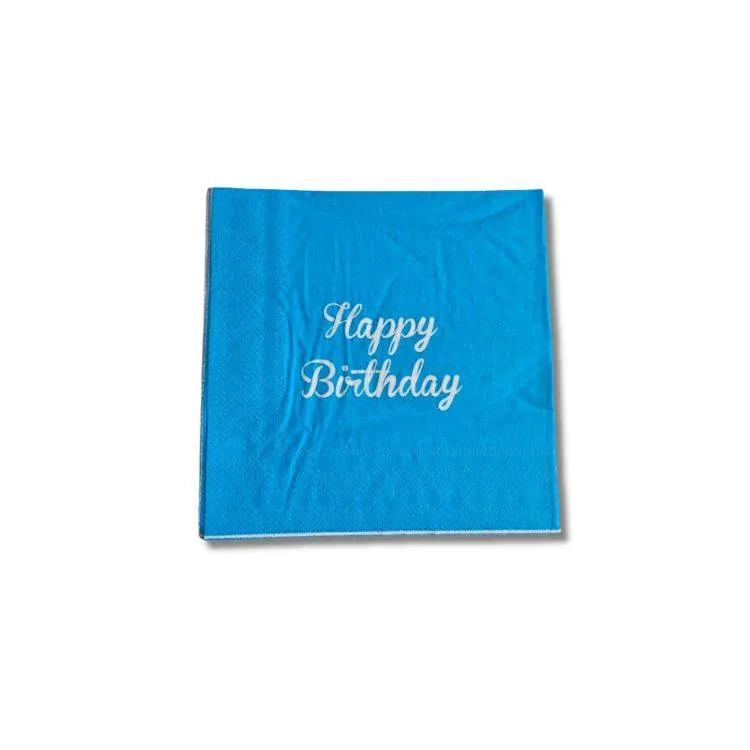 Papírové ubrousky modré s nápisem Happy Birthday, 10 ks