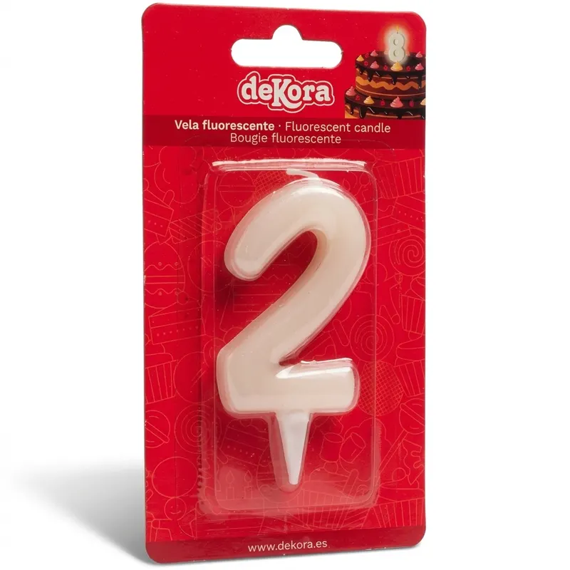 Dortová svíčka číslice 2 svítící ve tmě, 6 cm