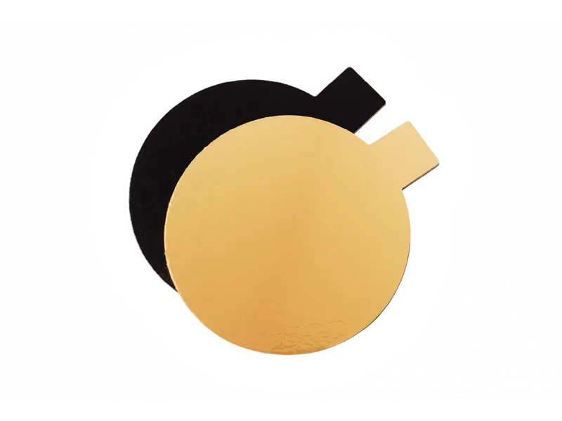 Podložka pod minidezerty černá/zlatá kulatá 8 cm, 10 ks