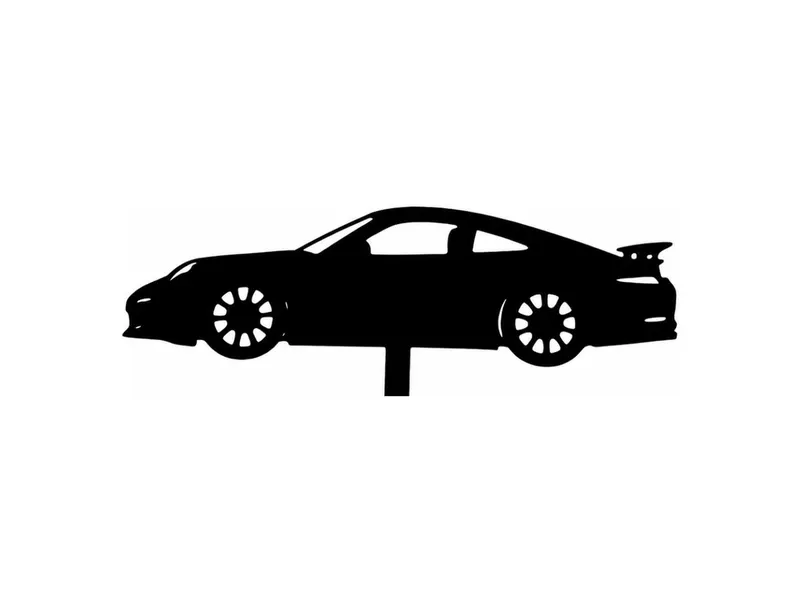 Zápich do dortu závodní auto černý z PLA plastu
