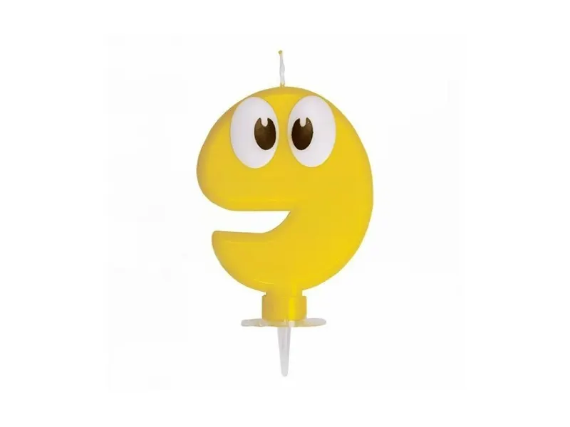 Narozeninová svíčka s očičky číslo 9 žlutá, 6,5 cm