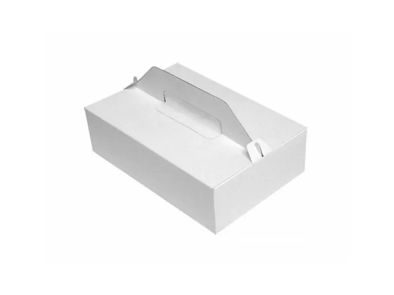Krabice na zákusky bílá s uchem 27 x 18 x 10 cm