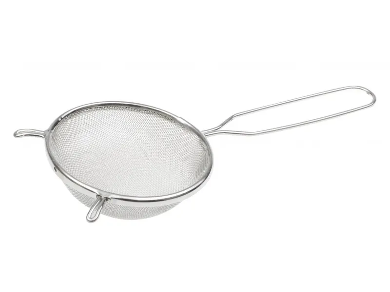 Cedník z pocínované oceli s háčkem, průměr 14 cm