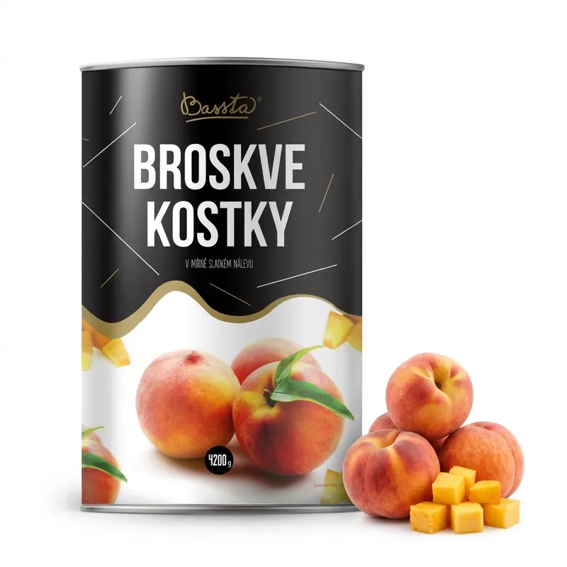 Kompotované broskve kostky 4200 g