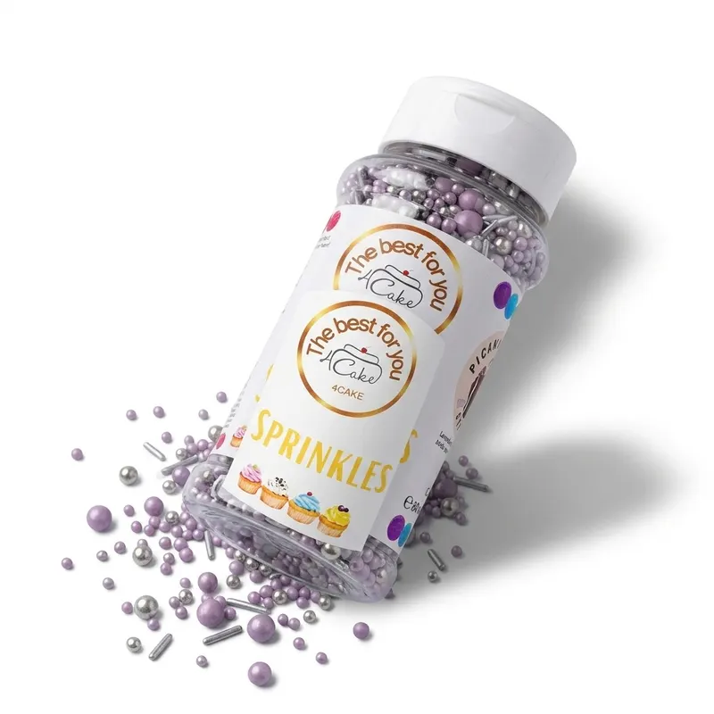 Cukrové perličky Lavender Pearl ve stříbrné a fialové barvě v balení 90 g na zdobení dortů a cupcakes