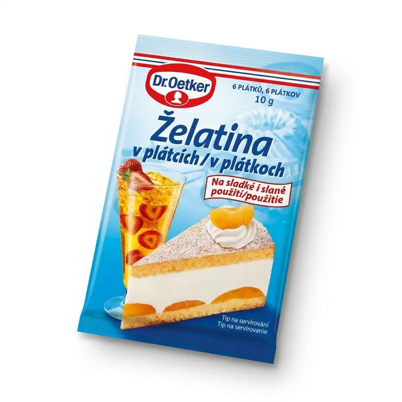 Želatina v plátcích, 6 plátků, 10 g