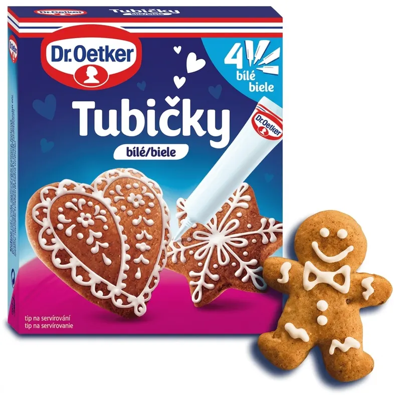 Zdobící poleva v tubičkách na perníčky bílá 4 ks (4x19 g)