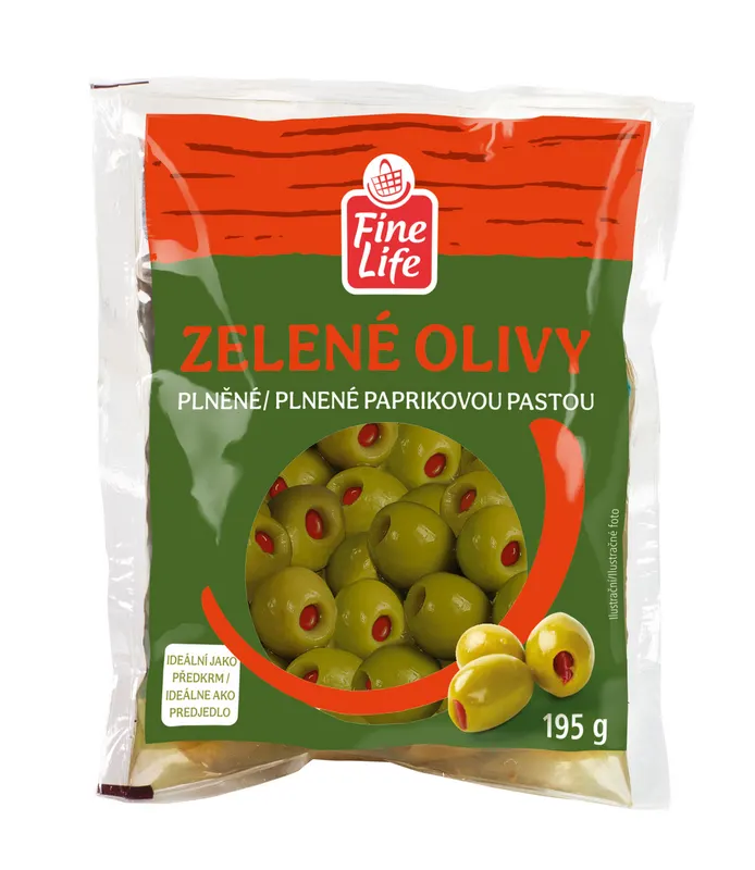 Olivy zelené s paprikovou pastou 195 g
