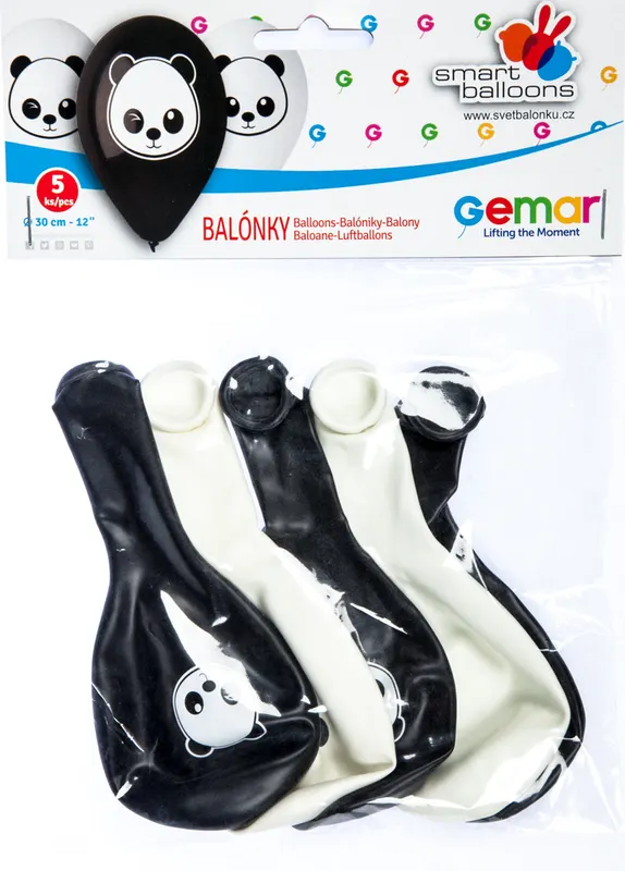 GEMAR Balónek nafukovací 30 cm "Panda" 5 ks