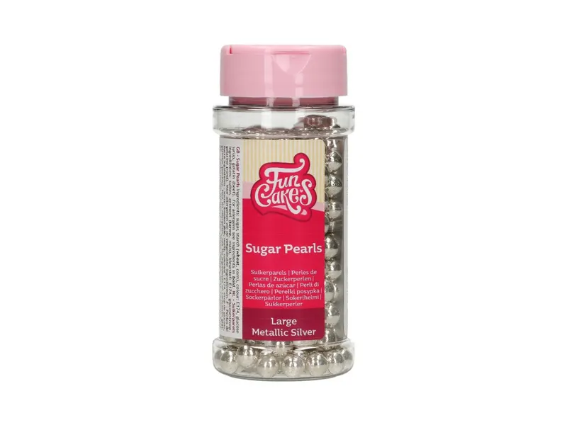 Sugar Pearls – velké cukrové perly stříbrné 80 g