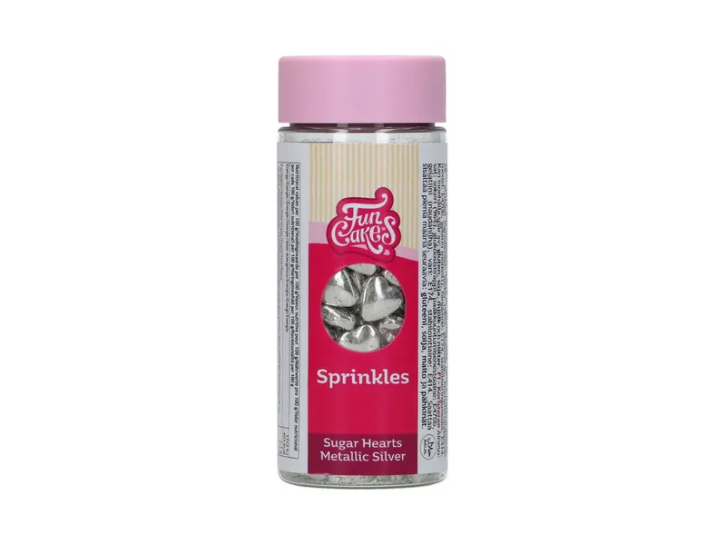 Cukrové sypání stříbrná srdíčka metalická 80 g