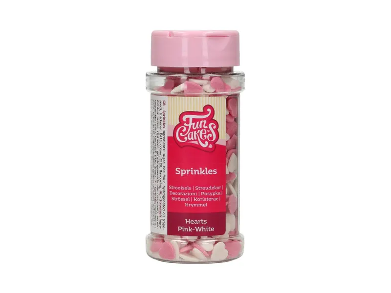 Cukrové sypání srdíčka růžová a bílá 60 g