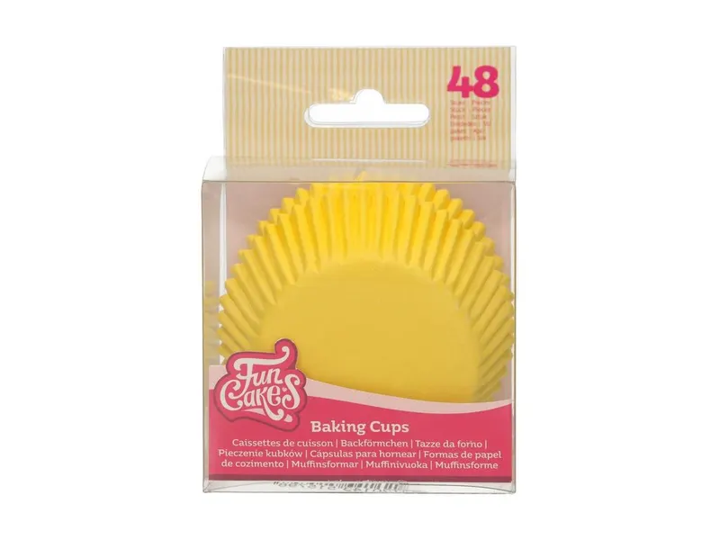 Žluté košíčky na muffiny Fun Cakes 50 x 30 mm, 48 ks