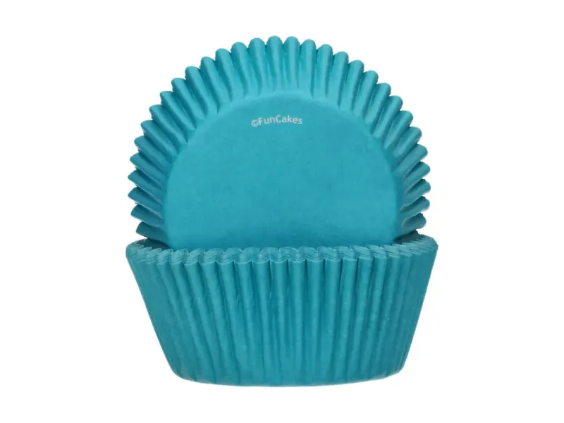 Tyrkysové košíčky na muffiny FUN CAKES 50 x 30 mm, 48 ks