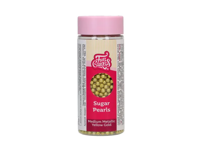 Sugar Pearls – střední cukrové perly zlaté metalické 80 g
