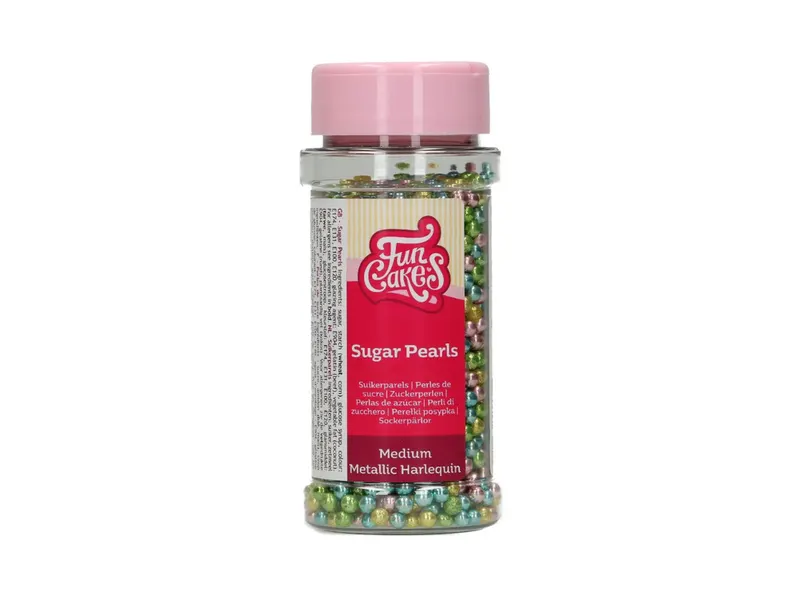 Sugar Pearls – střední cukrové perly barevné metalické 80 g